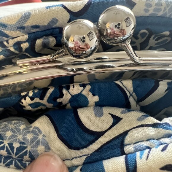 Vera Bradley Eloise Purse Blue Lagoon with Kiss Lock Closure and Shoulder Strap - Picture 16 of 16